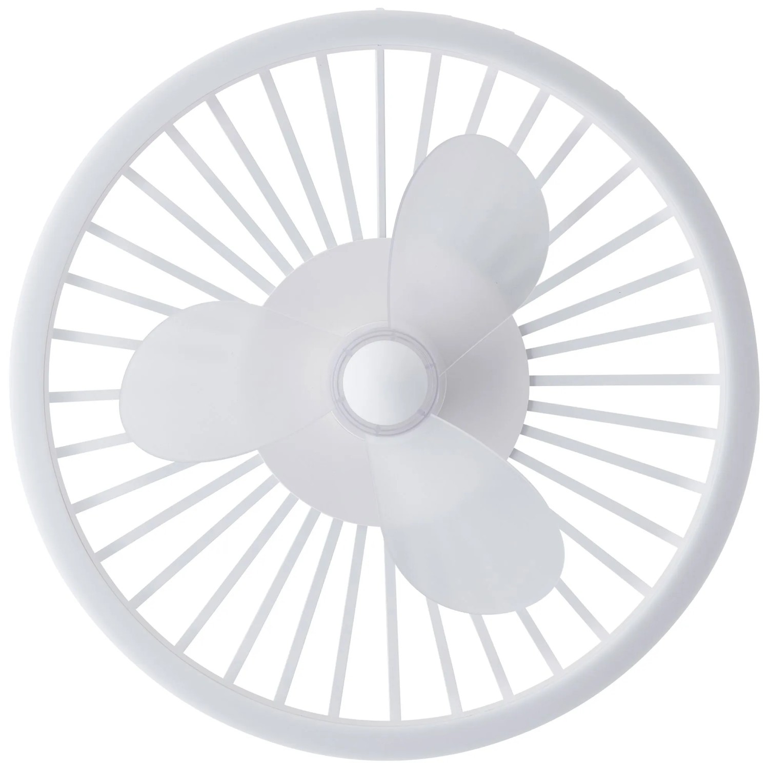 Weiße LED-Deckenleuchte Capo mit Ventilator, Ø 48 cm.
