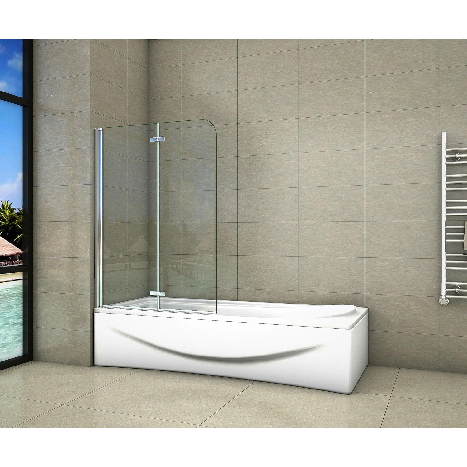 Duschparadies Badewannenaufsatz Badewannenfaltwand 100x140cm Duschabtrennung Duschwand 6mm Nano Glas Dusche_2