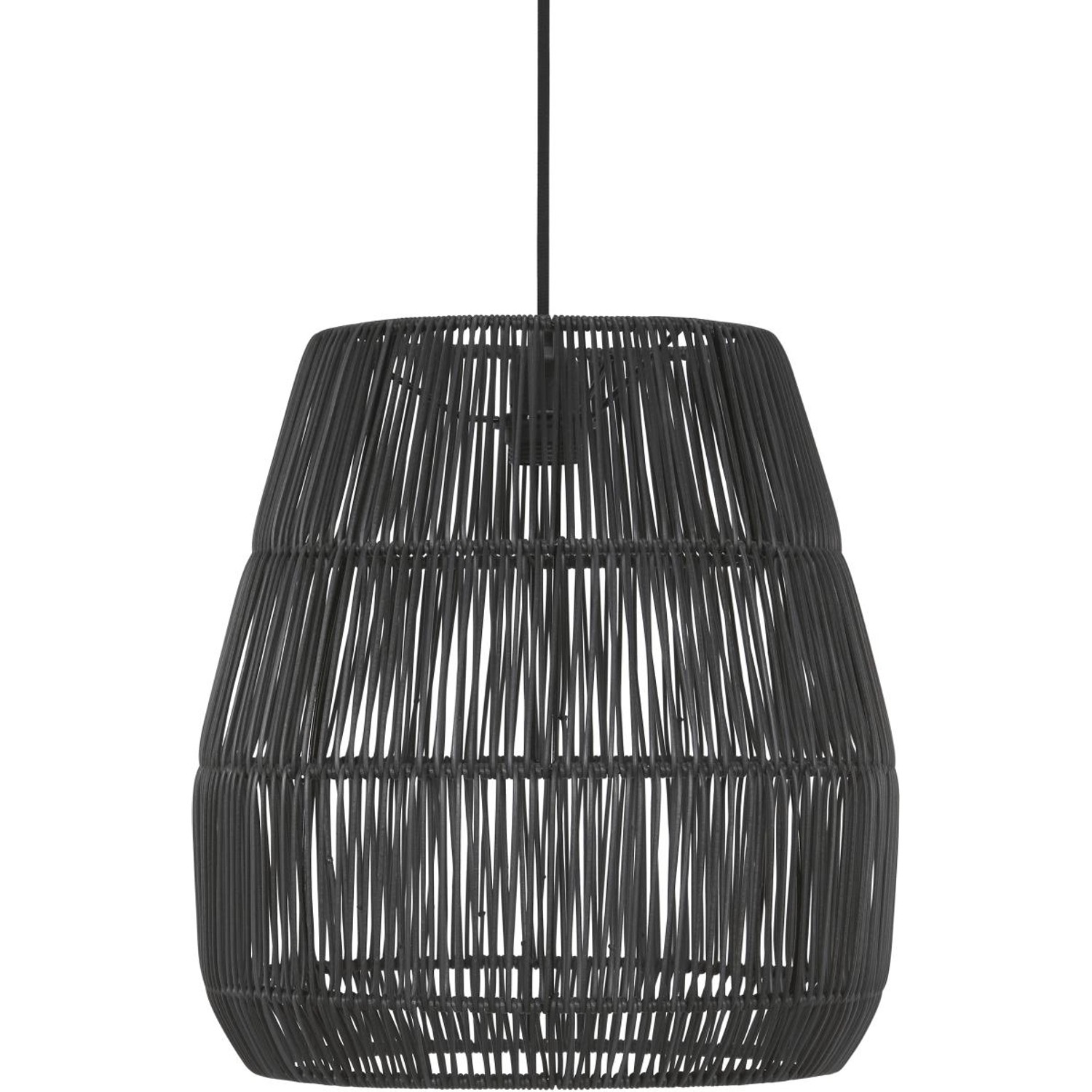 PR Home Saigon Outdoor Hängelampe Rattan Schwarz IP44 38cm E27 mit Stecker