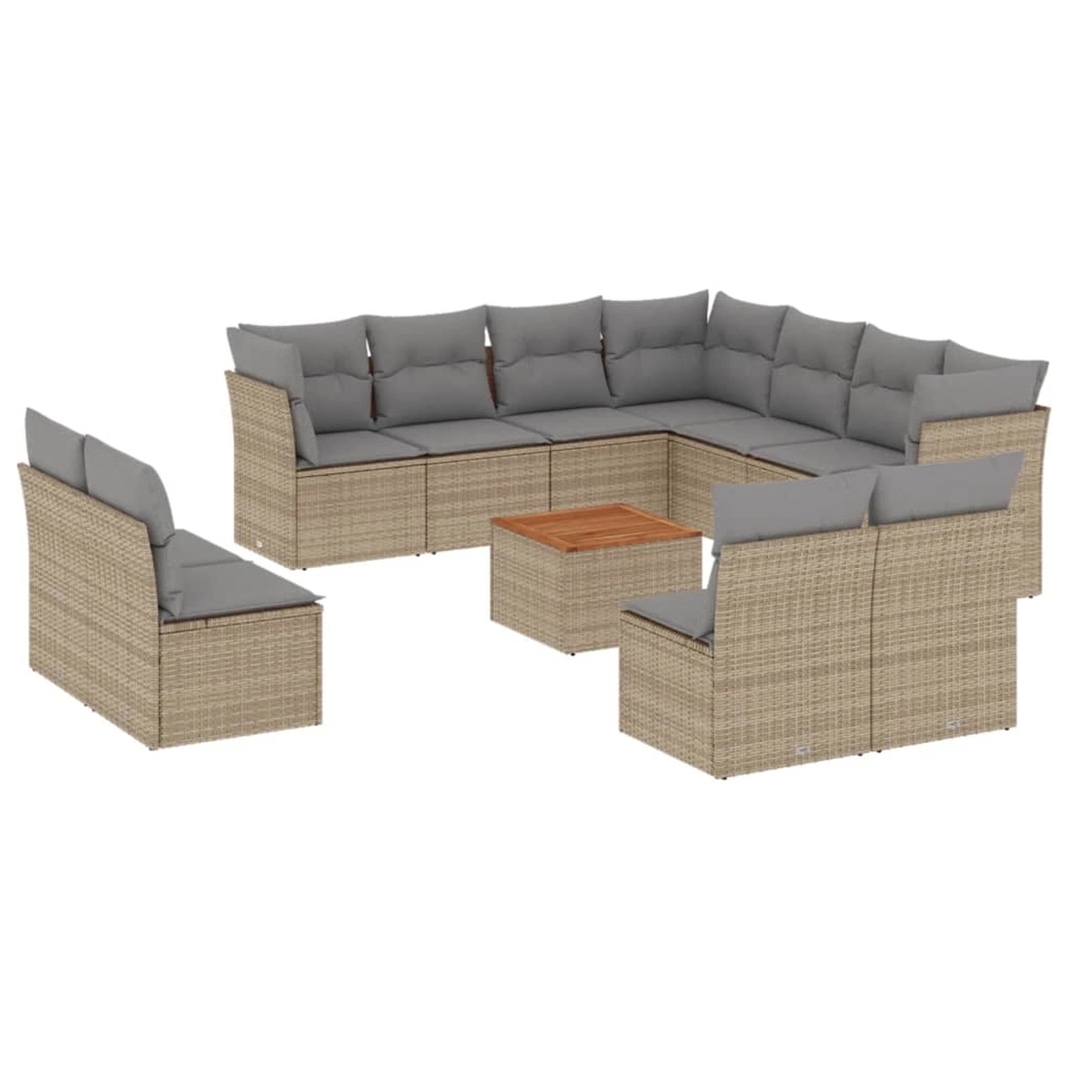 vidaXL 12-Tlg Garten-Sofagarnitur mit Kissen Beige Poly Rattan 3256038 günstig online kaufen