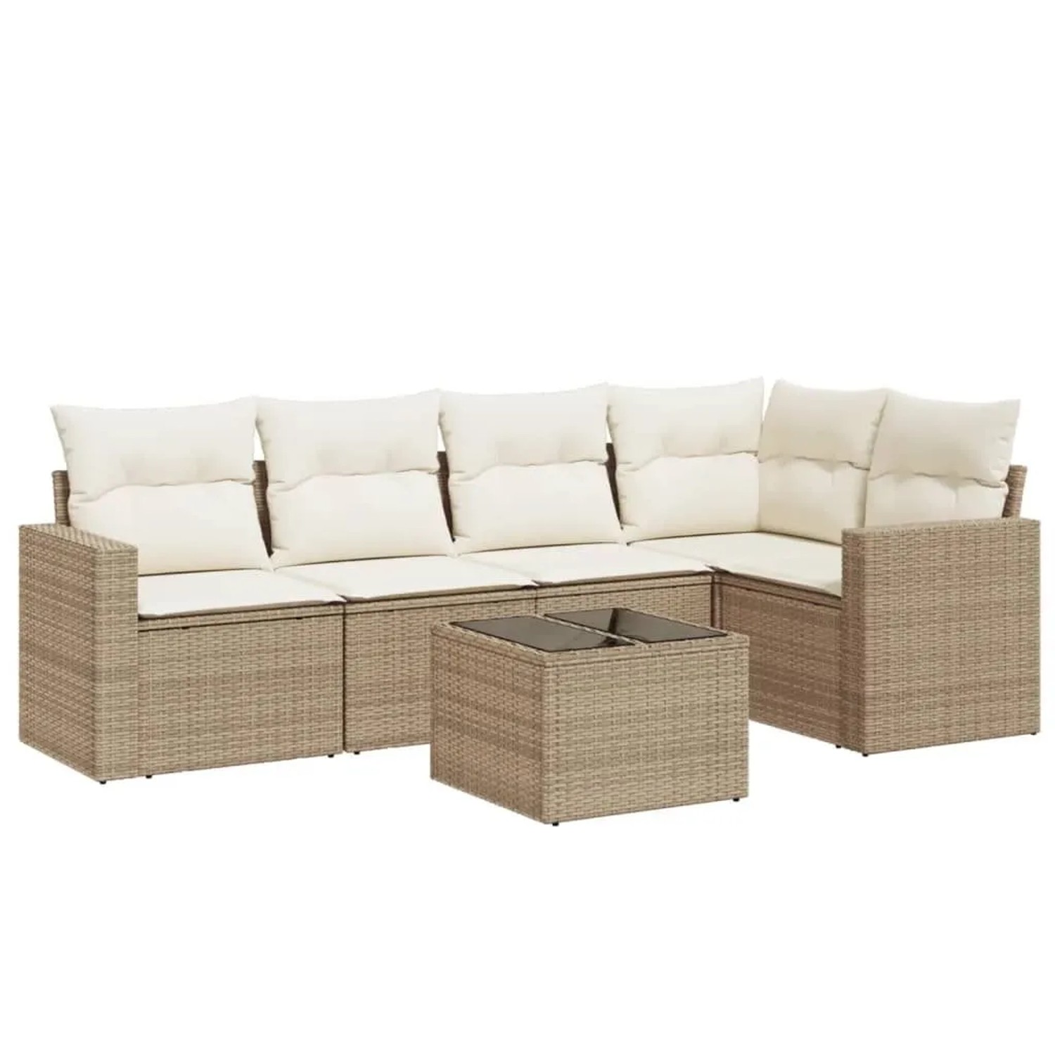 vidaXL 6-Tlg Garten-Sofagarnitur mit Kissen Beige Poly Rattan 3251275 günstig online kaufen
