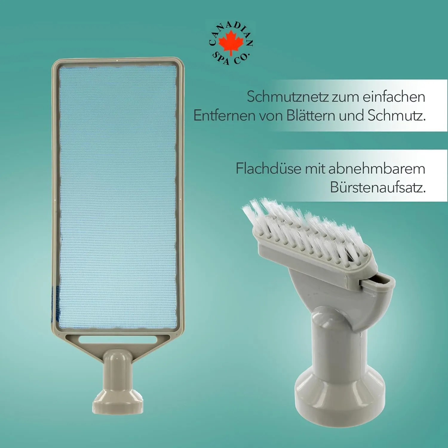 Canadian Spa Poolsauger Set Deluxe mit Schmutznetz und Bürstenaufsatz für Whirlpool und Pool.