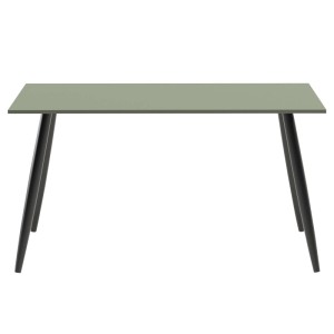 Schildmeyer Schreibtisch Piazza mit pistazienfarbener Tischplatte und schwarzem Metallfußgestell. Modernes Design für Bürotische.