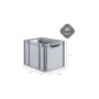 Graue PROREGAL Eurobox NextGen, 30 Liter, mit Auflagedeckel und gelben Schiebeschnappverschlüssen.