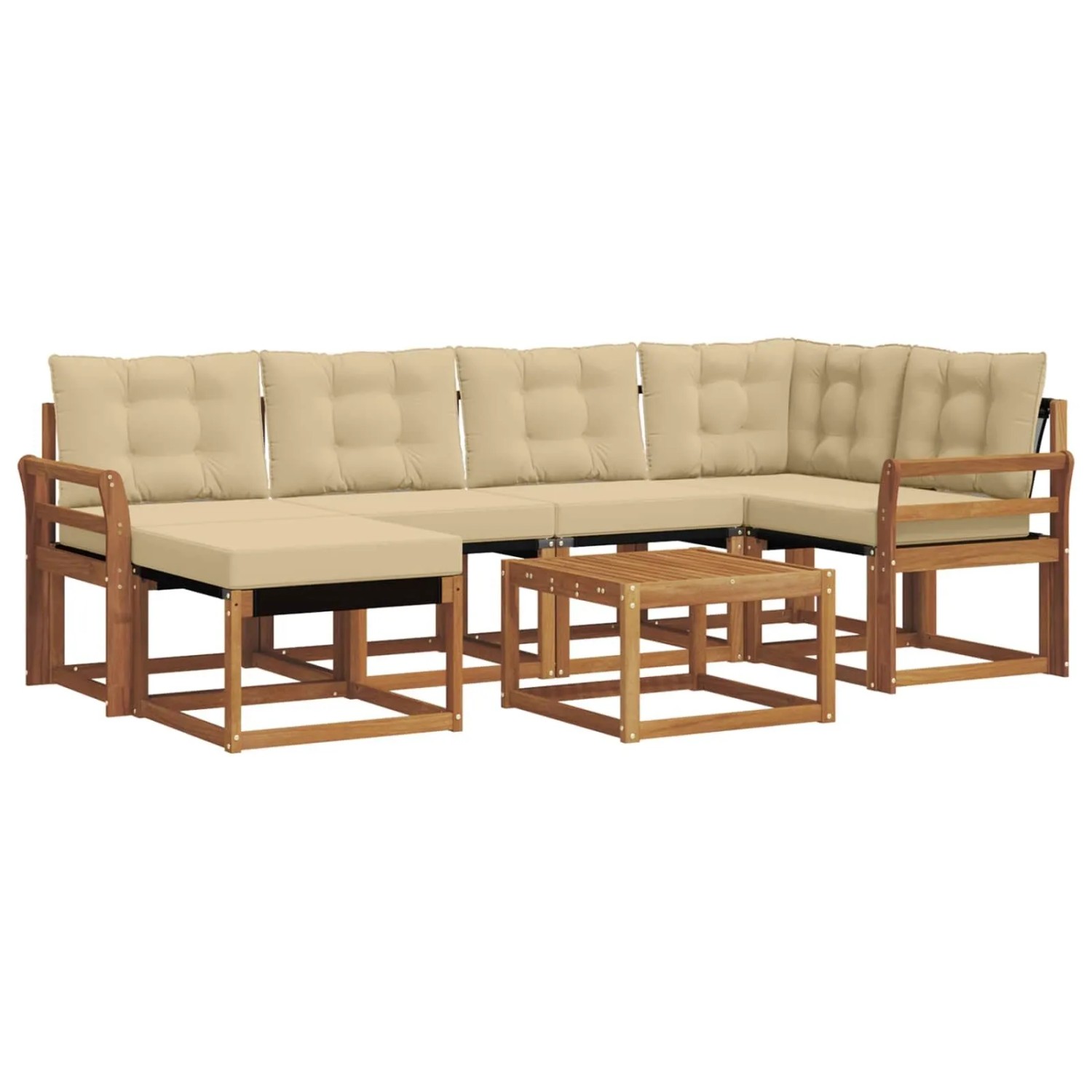 vidaXL Sofa Set mit Kissen 7-Tlg Natur und Beige 3368860