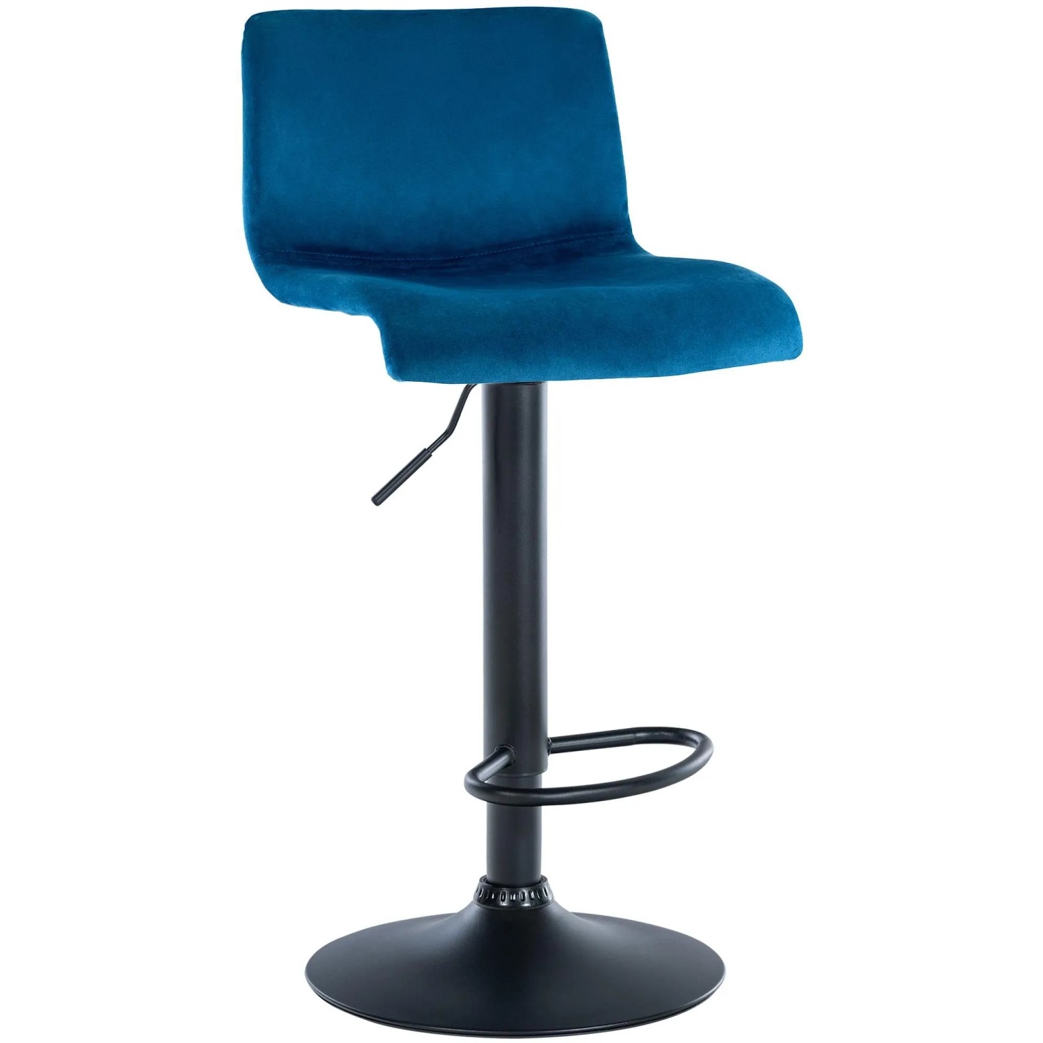 DELUKE Barhocker PESAN Samt Blau 39x36x83cm Schwarz Barstuhl Höhenverstellbar Mit Lehne Drehbar Tresenhocker Tresenstuhl