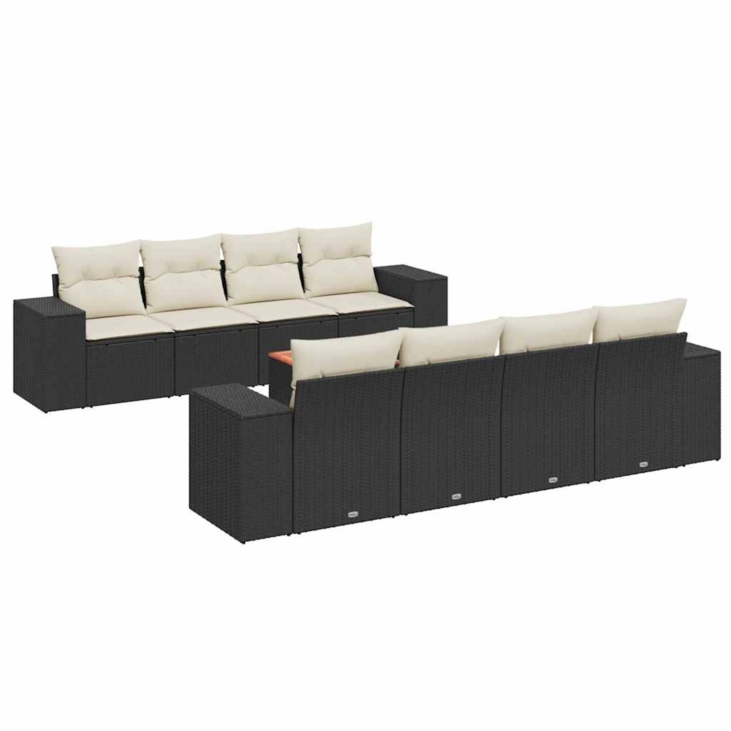 vidaXL 9-Tlg Garten-Sofagarnitur mit Kissen Schwarz Poly Rattan 3257694 günstig online kaufen
