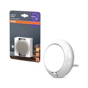Osram LED-Nachtlicht Lunetta Round, 0,3W, warmweiß, mit Tag-/Nachtsensor und Ein-/Ausschalter.