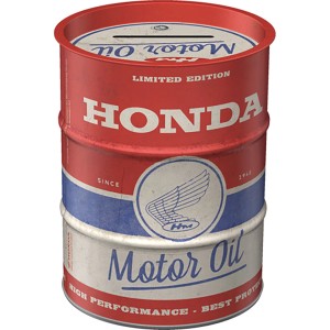 Nostalgic-Art Spardose im Ölfass-Design Honda Motor Oil, aus Stahlblech, mit Sparschlitz.