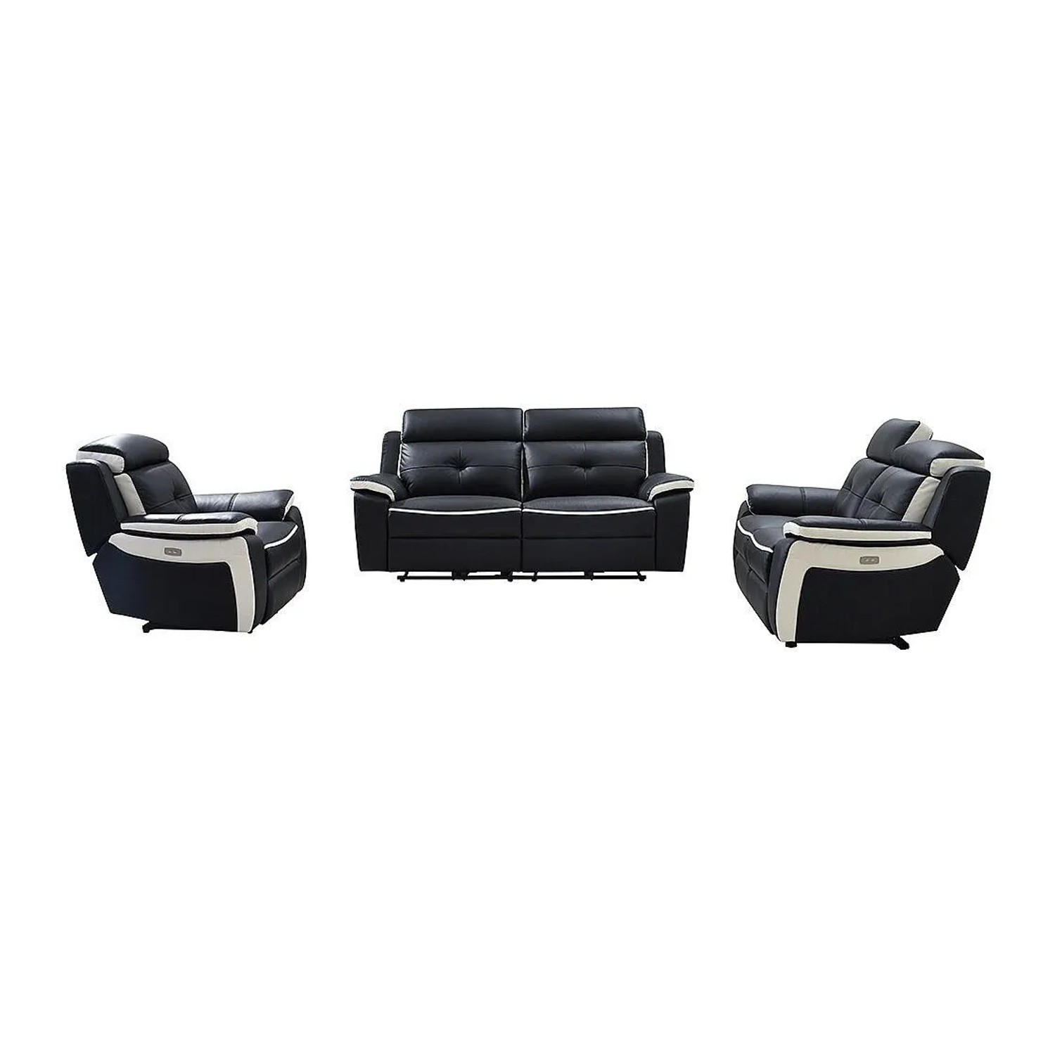 Vente-unique Couchgarnitur Mit Sessel Angelique Schwarz  Weiß 207 cm  158 cm  106 cm