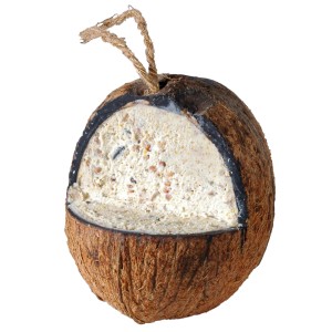 Gefüllte Kokosnuss mit Wildvogelfutter zum Aufhängen, Dobar 350g.