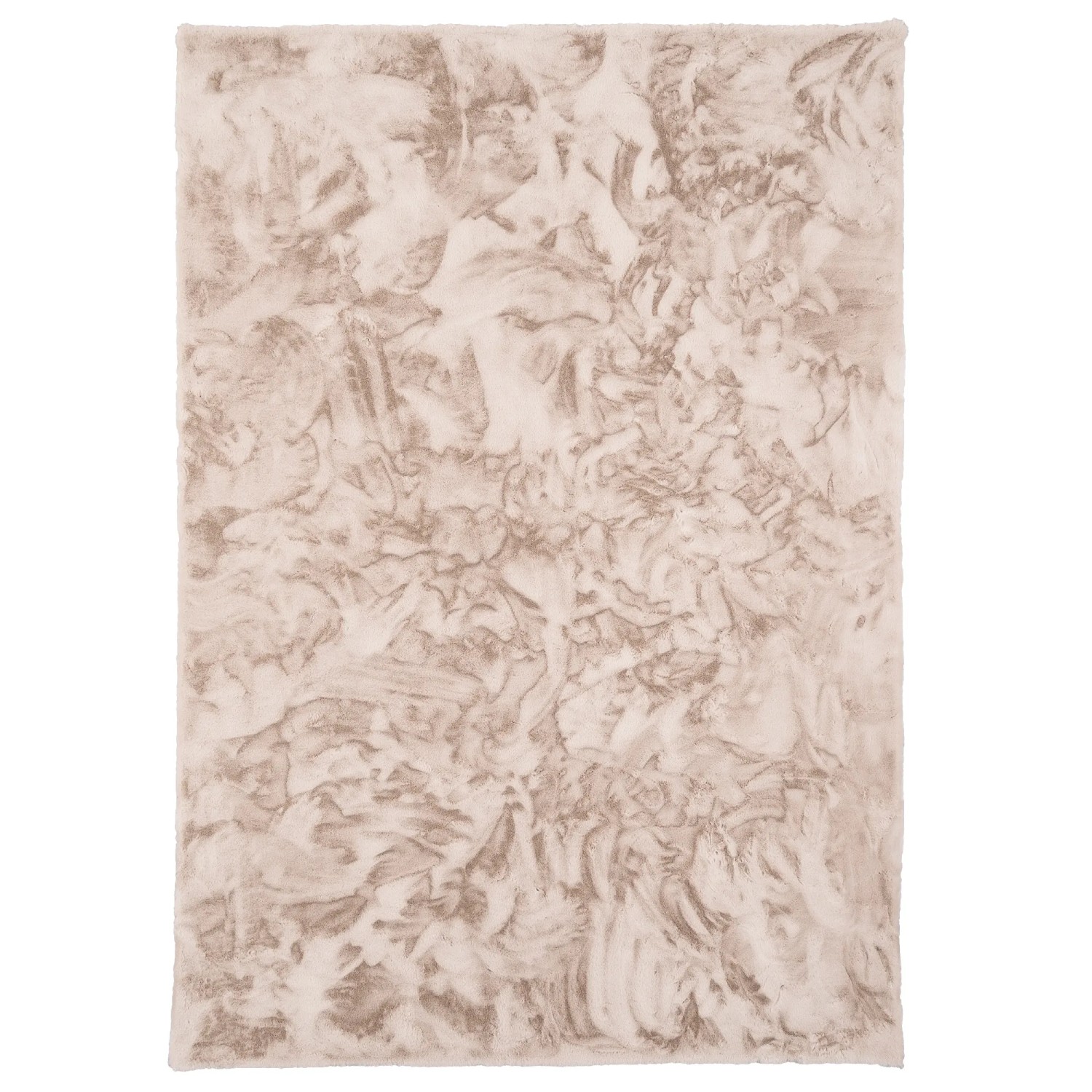 Beiger Pergamon Luxus Fellteppich (120x170cm) mit weicher Oberfläche und marmorierter Optik.