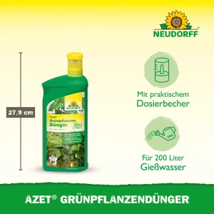 Neudorff Azet Grünpflanzen-Dünger flüssig, 1 Liter Flasche für gesundes Wachstum und grüne Blätter.
