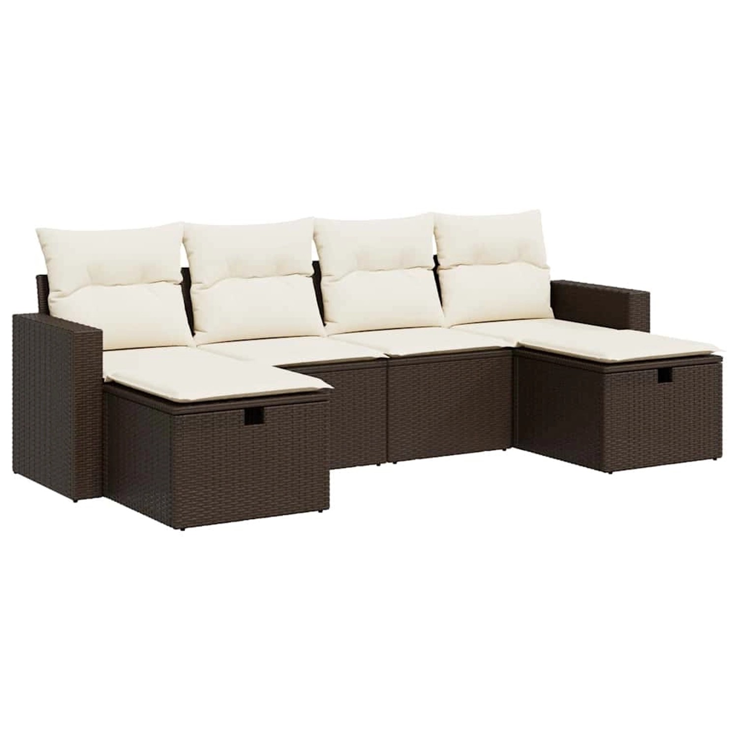 vidaXL 6-Tlg Garten-Sofagarnitur mit Kissen Braun Poly Rattan 3325429 günstig online kaufen