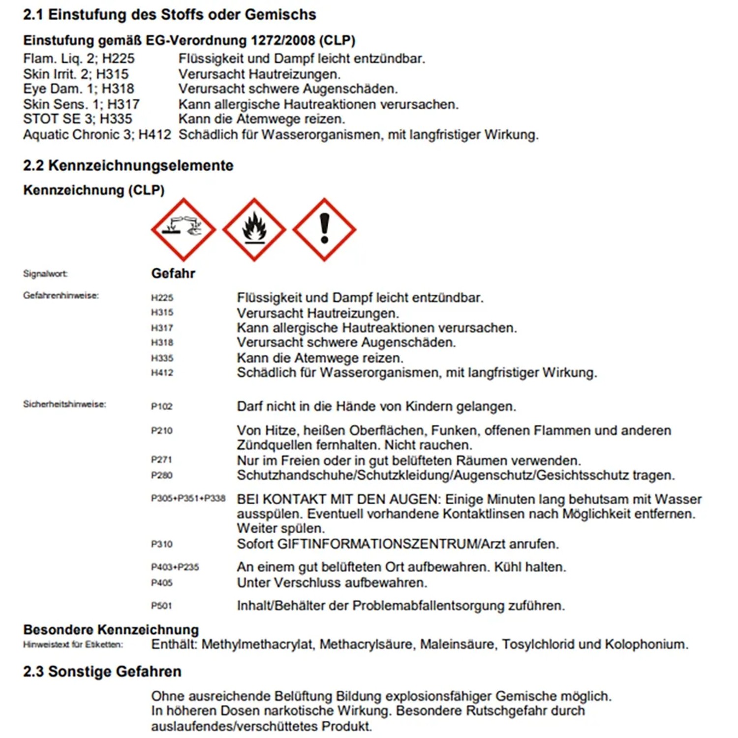 Sicherheitsdatenblatt: Gefahrenhinweise und Sicherheitsvorkehrungen für chemische Produkte.