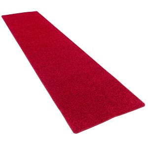 Roter Snapstyle Hochflor Teppichläufer Mona, 80x160cm, weicher Velours für Wohnbereiche.