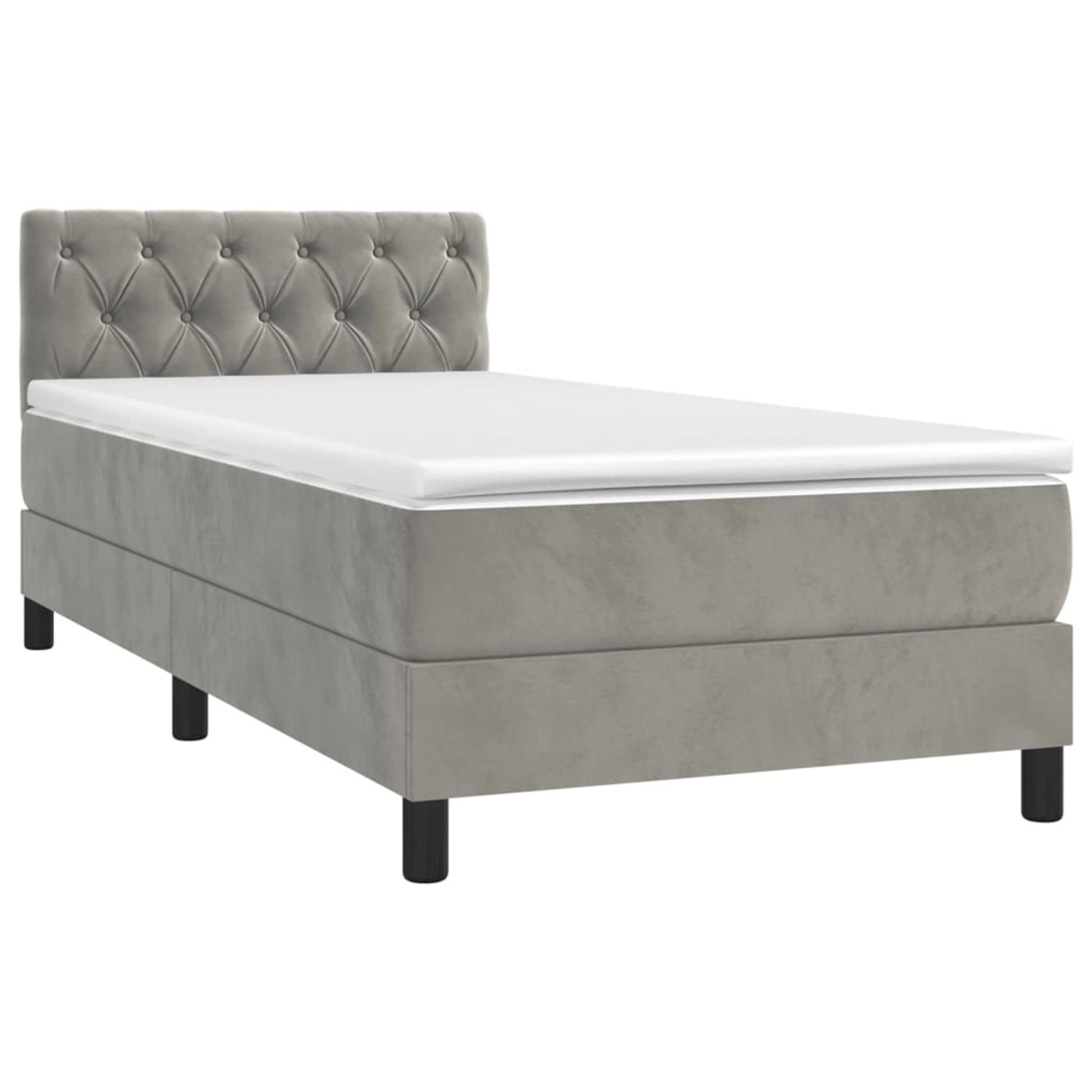 vidaXL Boxspringbett mit Matratze & LED Hellgrau 80x200 cm Samt 3134549 günstig online kaufen