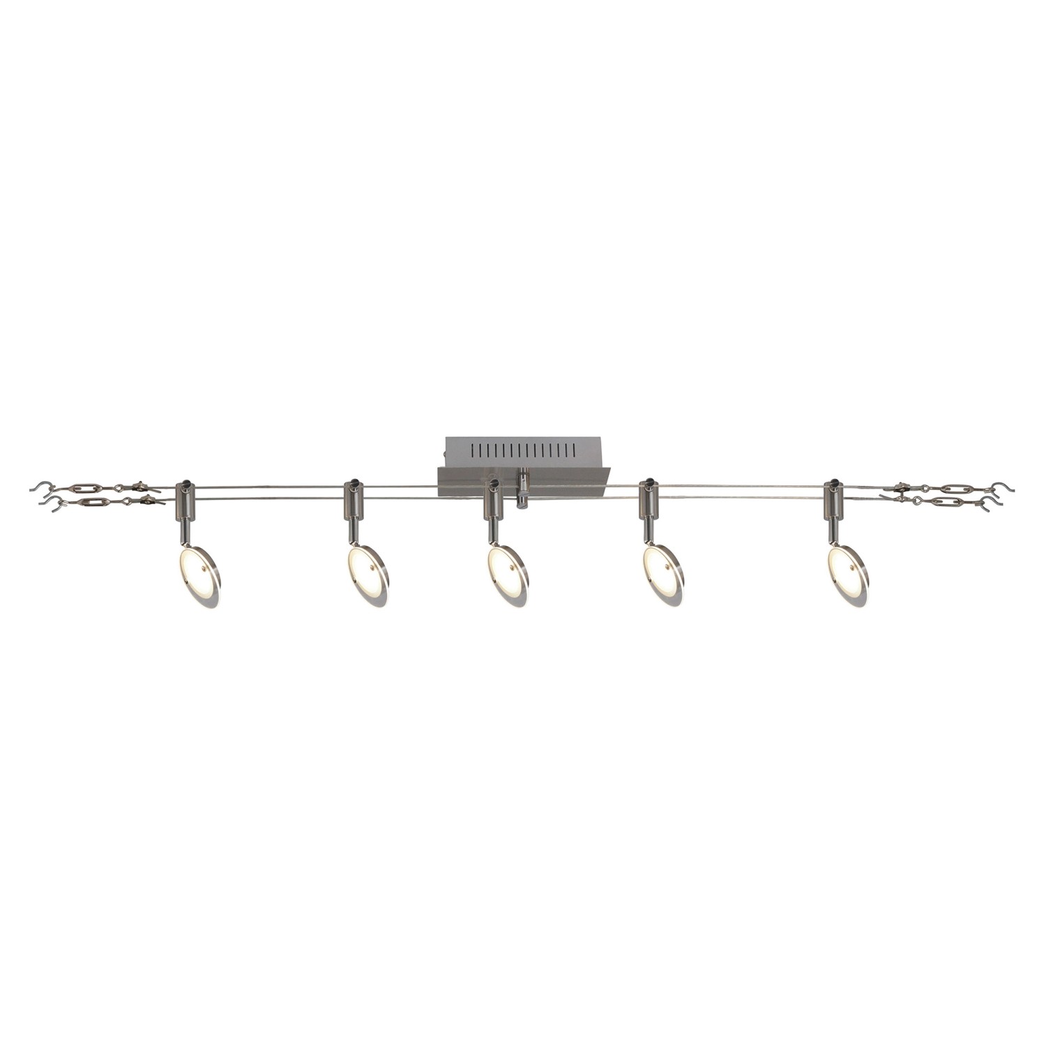 Näve LED-Seilsystem-Deckenspots Rund Tony Stahl-Blank 14 cm x 120 cm x 1,4 günstig online kaufen