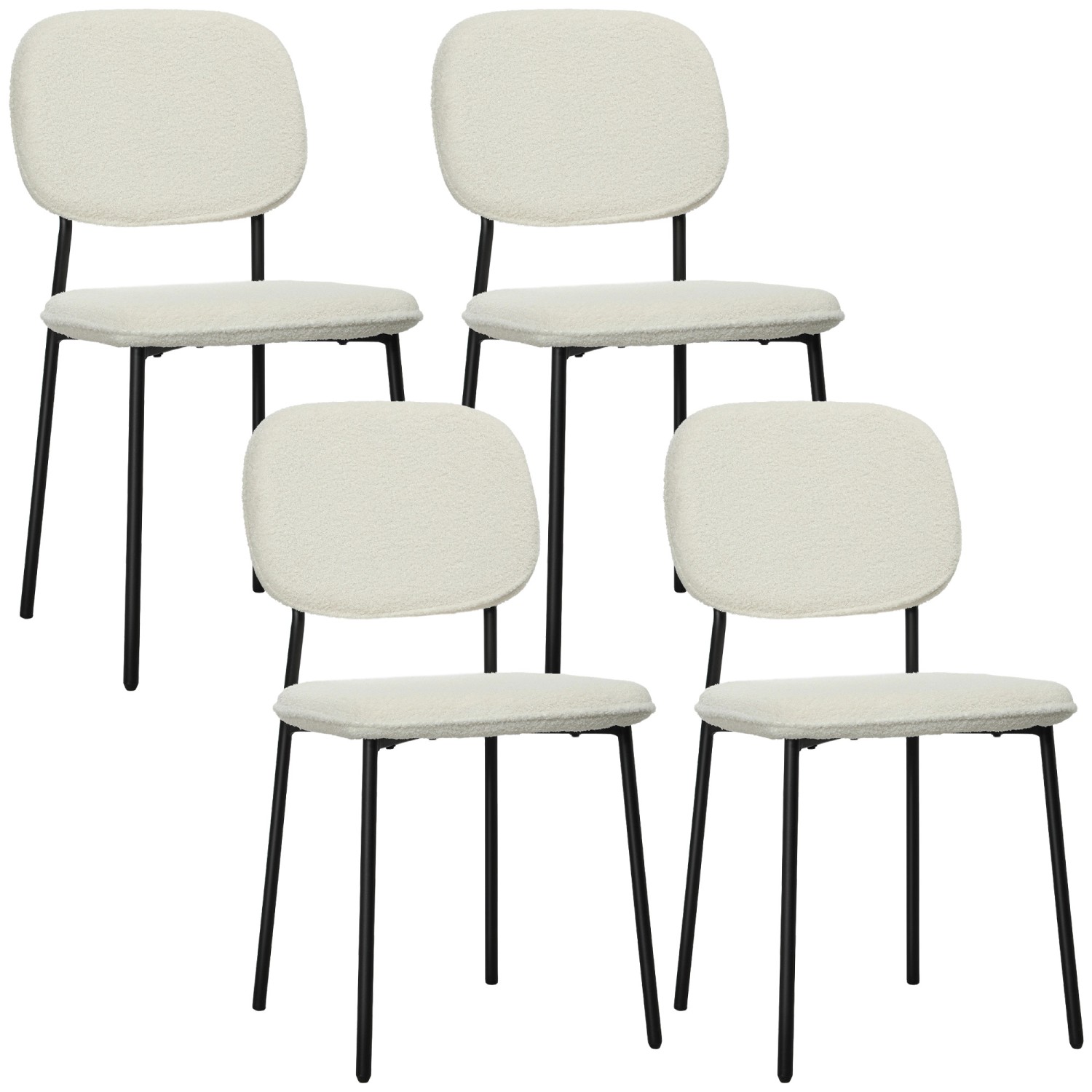 HOMCOM Esszimmerstühle Polyester Stahl 49L x 47B x 85H cm Weiß