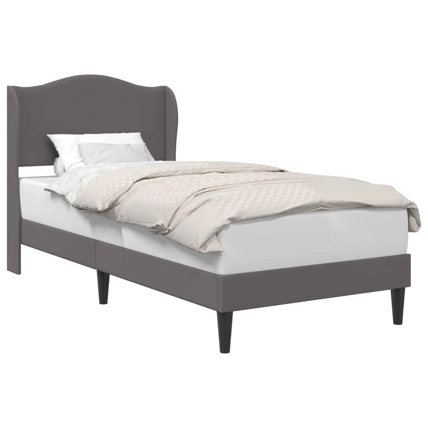 vidaXL Bettrahmen mit Kopfteil Grau 100 x 200 cm Kunstleder 42027843