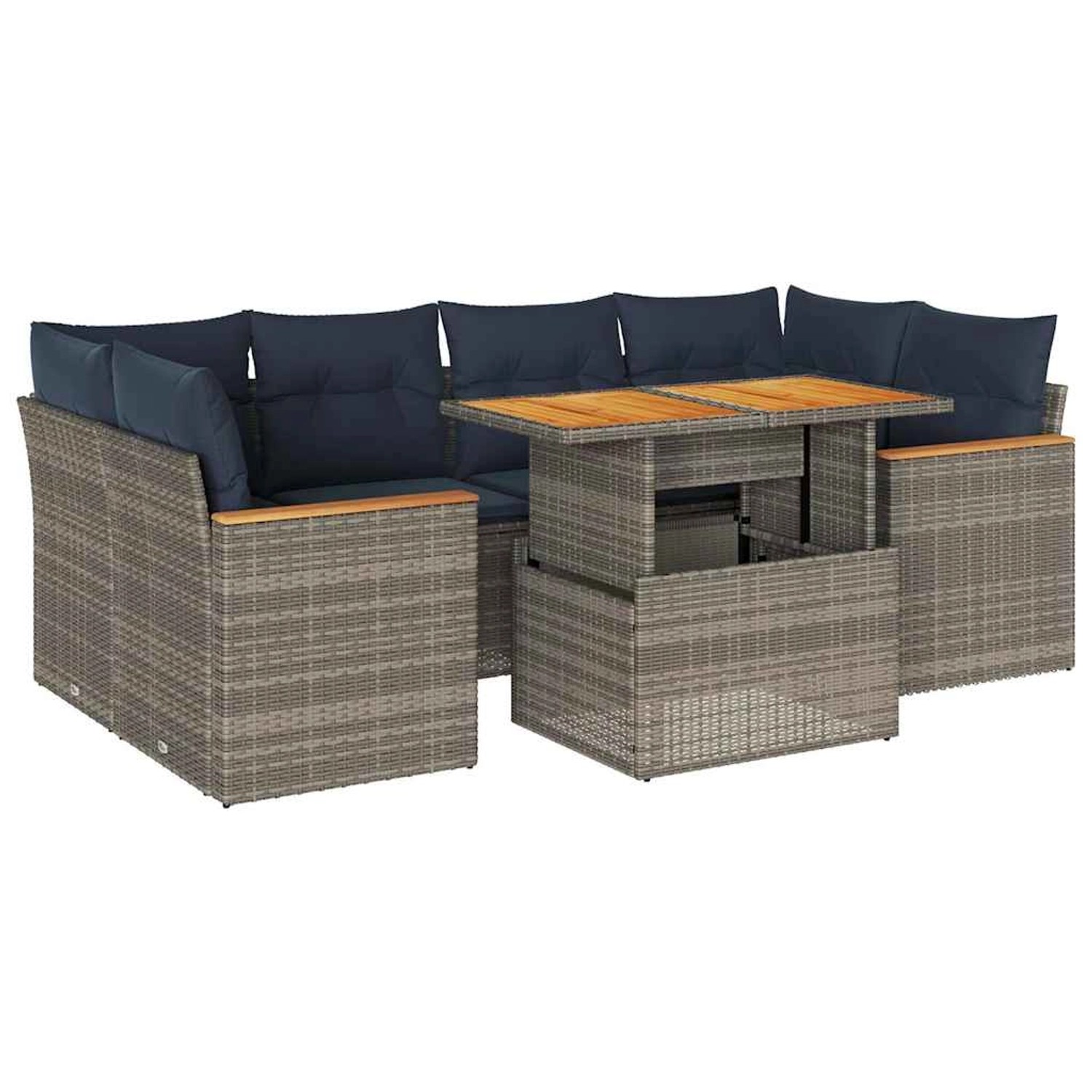 vidaXL 7-Tlg Garten-Sofagarnitur mit Kissen Grau Poly Rattan 3327456 günstig online kaufen