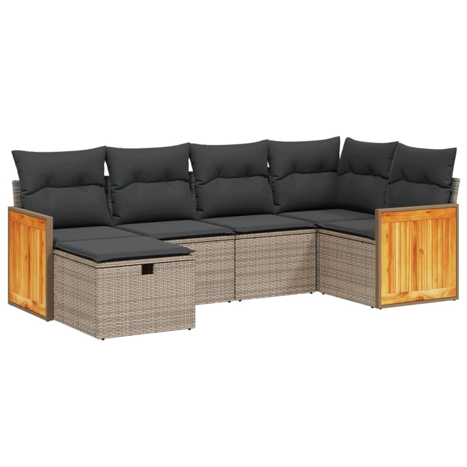 vidaXL 6-Tlg Garten-Sofagarnitur mit Kissen Grau Poly Rattan 3265736 günstig online kaufen