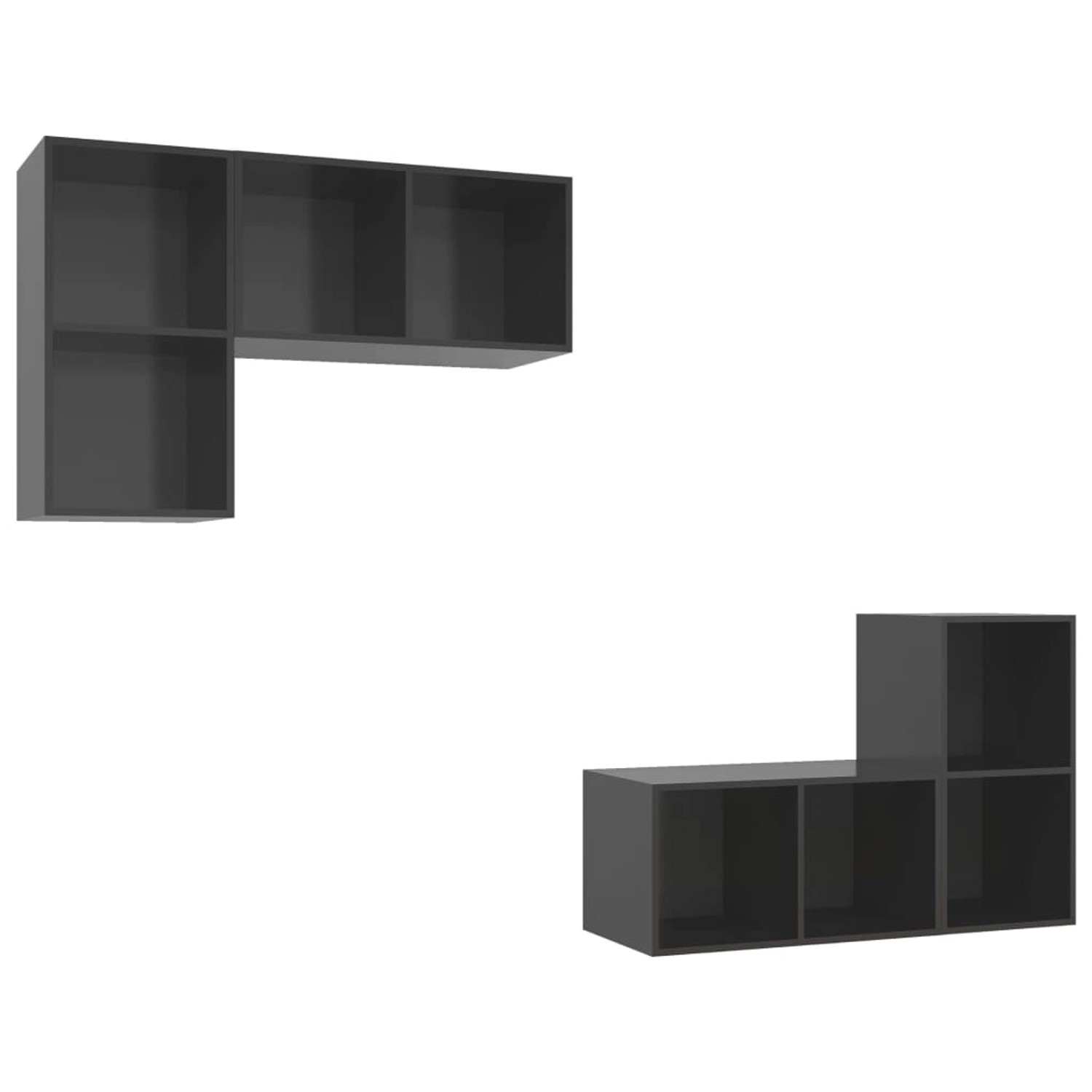 vidaXL TV-Wandschränke 4 Stk Hochglanz-Grau Holzwerkstoff 3079843