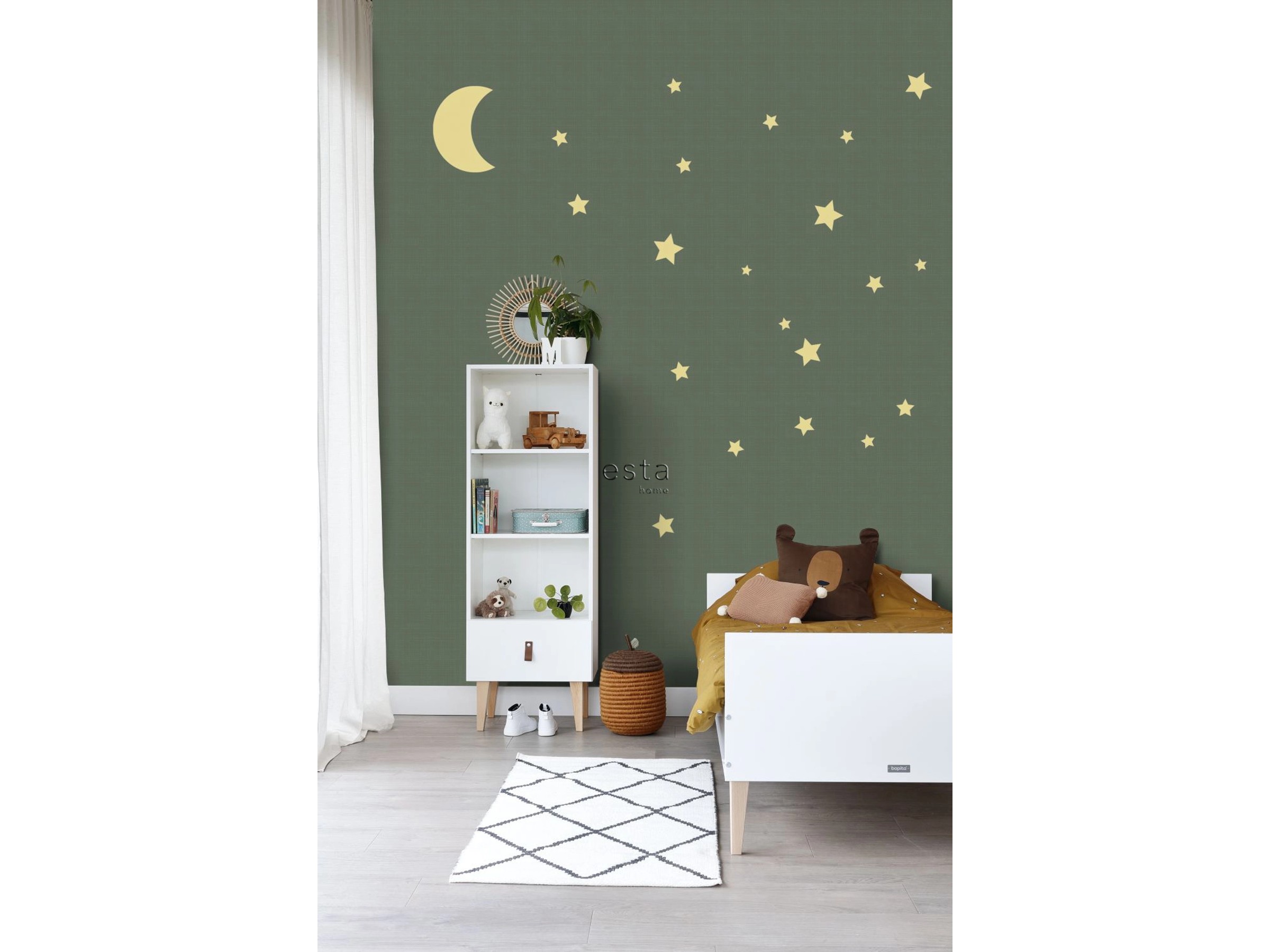 A111 Wandtattoo Blumenranke Luna – 80x60 Cm, Goldgelb, Selbstklebend Für Wand, Glas, Möbel