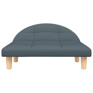 Dunkelgraues vidaXL Hundebett (70x52x30 cm) aus Stoff mit Holzfüßen.