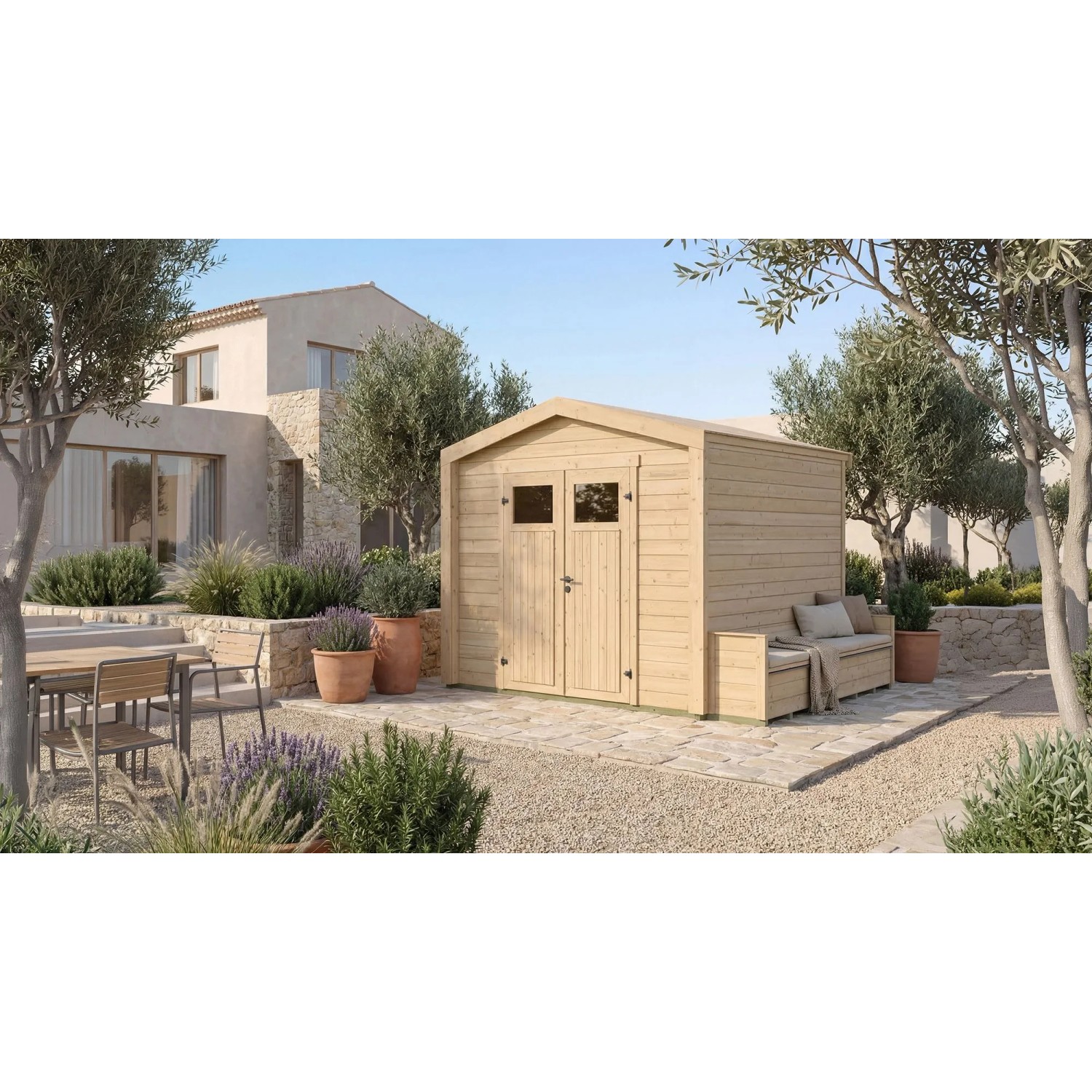 Weka Holz-Gartenhaus Killarney Satteldach Natur Unbehandelt 357 cm x 313 cm