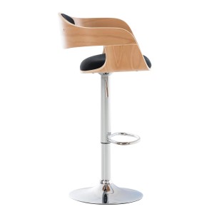 Barhocker-Set: 2 drehbare Tresenhocker mit Lehne, Stoffbezug in Natura/Schwarz, höhenverstellbar.