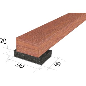 GS Terrassen Gummipad (24 Stk.) unter Holzbalken, 20x60x90mm, für Terrassendielen Unterkonstruktion.