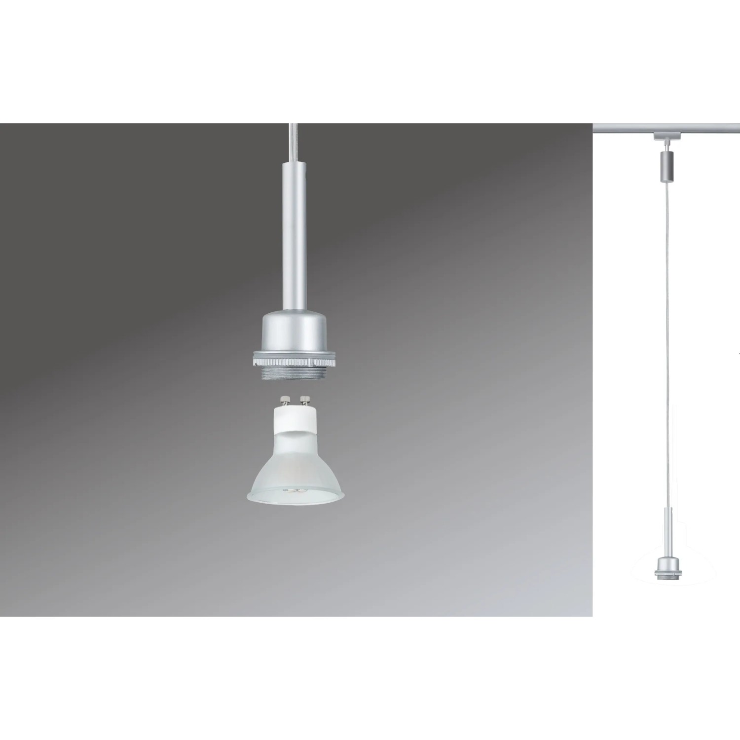Paulmann URail LED-Pendel DecoSystems, Chrom matt, ohne Lampenschirm.