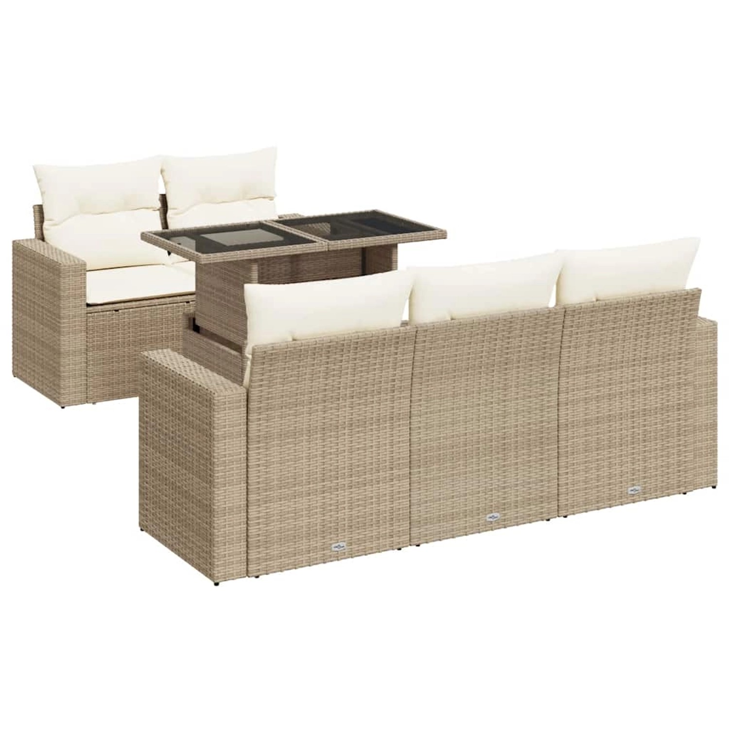 vidaXL 6-Tlg Garten-Sofagarnitur mit Kissen Beige Poly Rattan 3326249 günstig online kaufen
