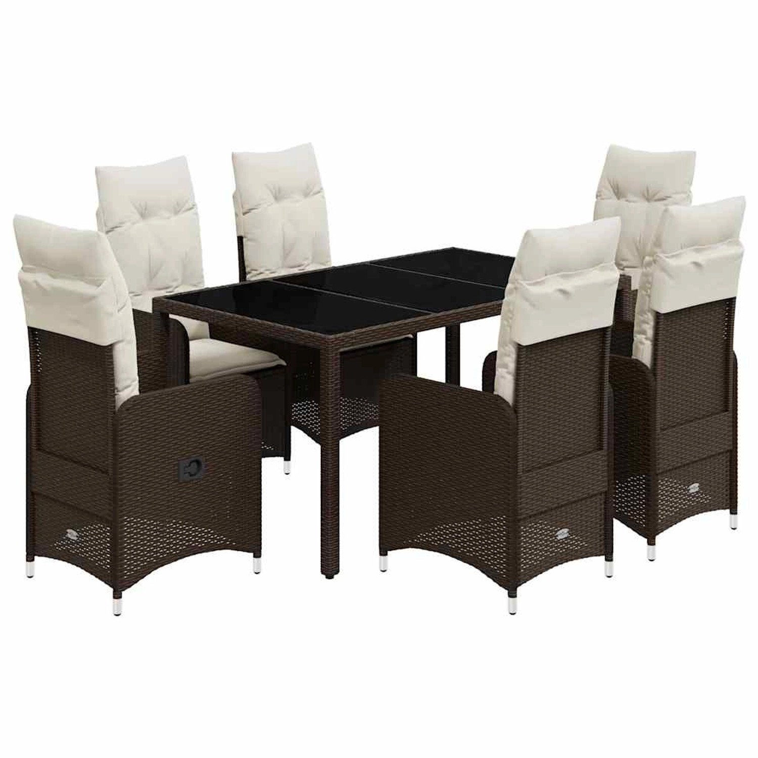 vidaXL 7-Tlg Garten-Bistro-Set mit Kissen Braun Poly Rattan 3277067