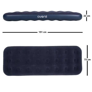 Blaue Avenli Luftmatratze Camping, Single-Size 191x73x22cm, mit Maßangaben.