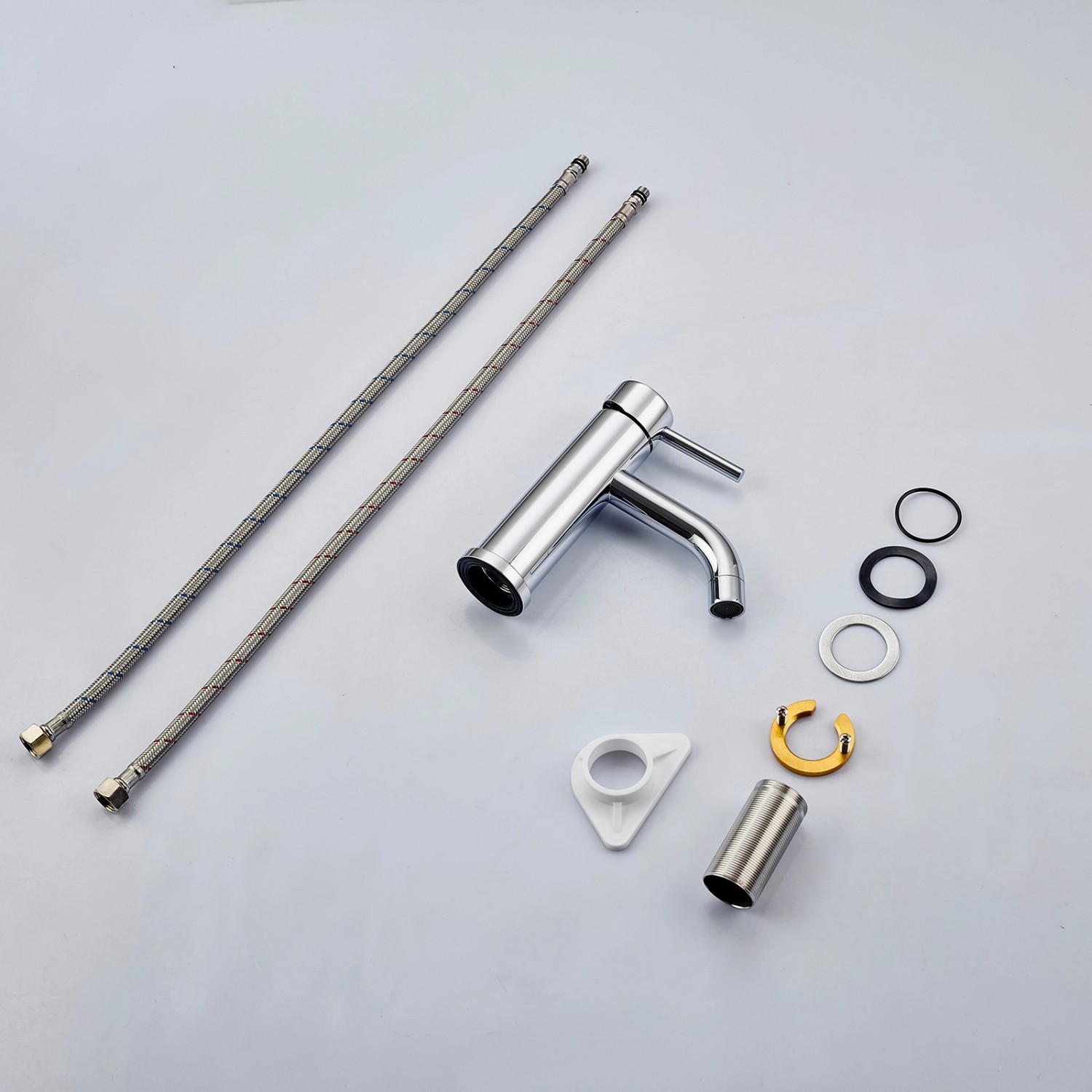 AICA Wasserhahn Chrom Bad Niedriger Waschtischarmatur Waschbecken Armaturen 304 Edelstahl Einhebelmischer Mischbatterie_4