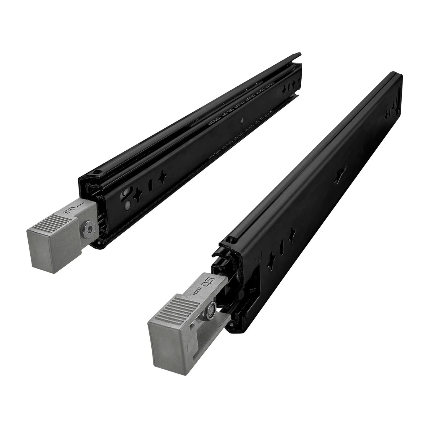 SOTECH Schwerlastauszug VarioSlide KV1-120-H58-L1100-EH 1100 mm Nicht Trennbar Schwarz Einrastfunktion Grauer Hebel Schubladenschiene Bis 120 Kg