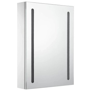 vidaXL LED-Spiegelschrank, 50x13x70 cm, weiß/silber, mit zwei LED-Leuchten.