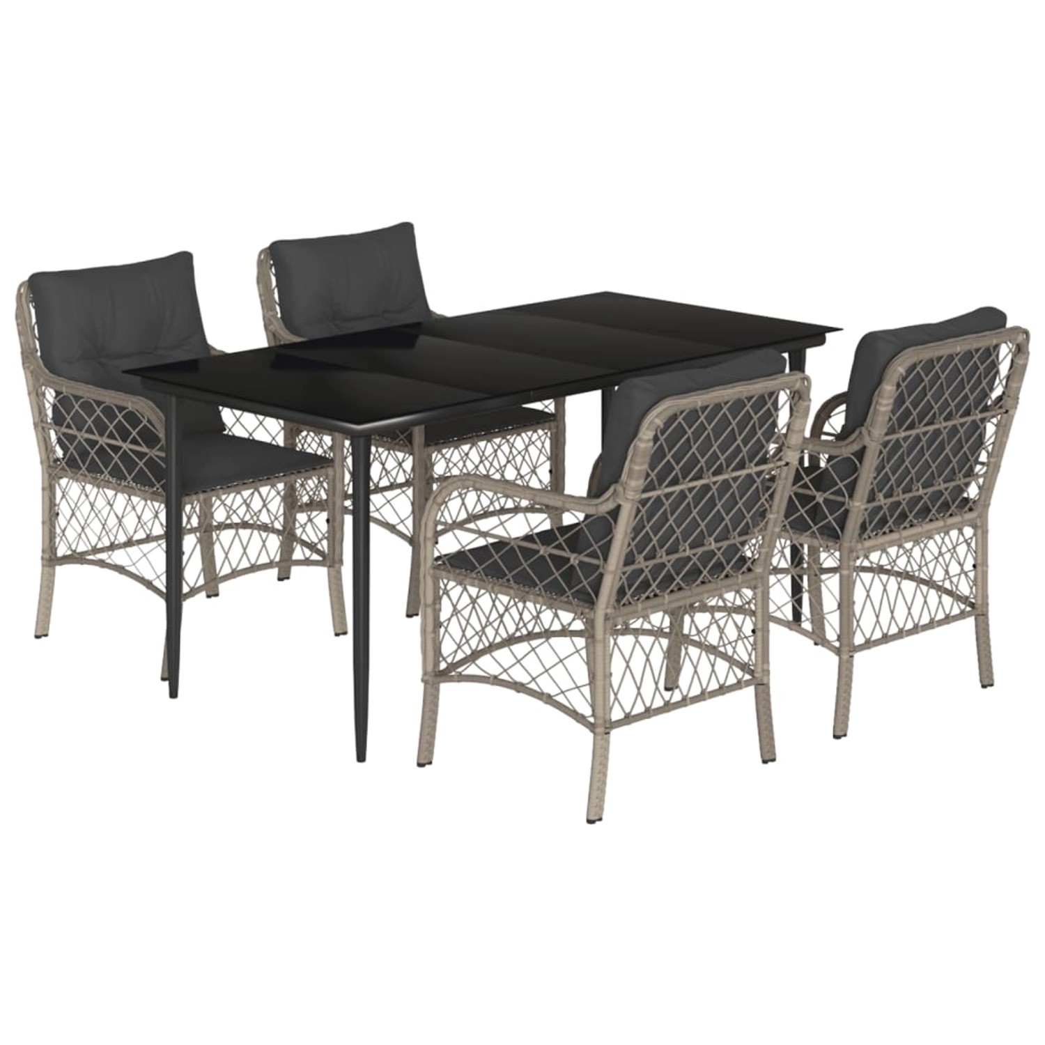 vidaXL 5-Tlg Garten-Essgruppe mit Kissen Hellgrau Poly Rattan 3212169 günstig online kaufen