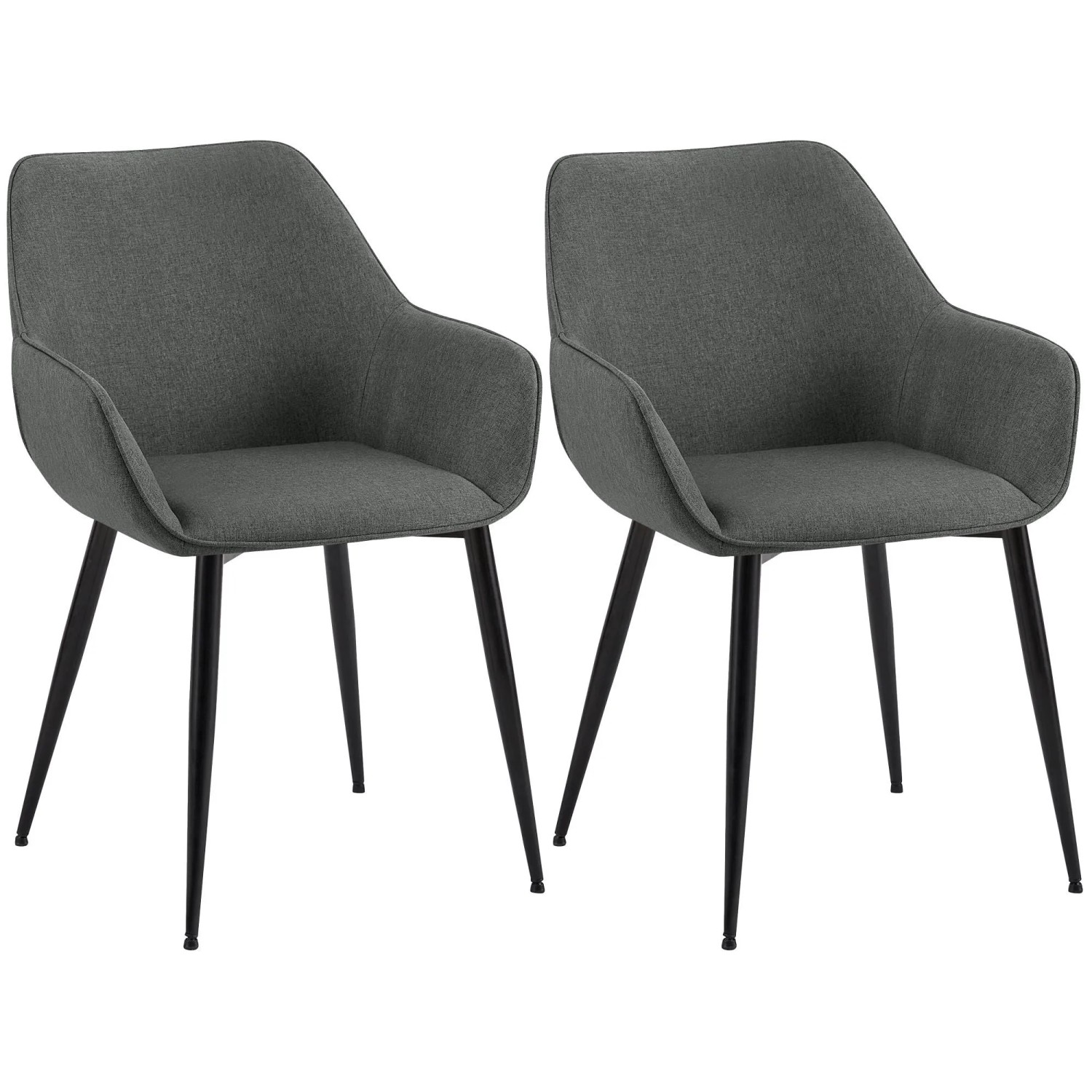 DELUKE 2er Set Esszimmerstuhl HORID Stoff Dunkelgrau 52x63x82cm Essstühle Esszimmerstühle Küchenstühle Wohnzimmerstühle