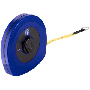 LUX Langbandmaß Comfort, 20 m, blaues Gehäuse, gelbes Band. Messwerkzeug für präzise Messungen.