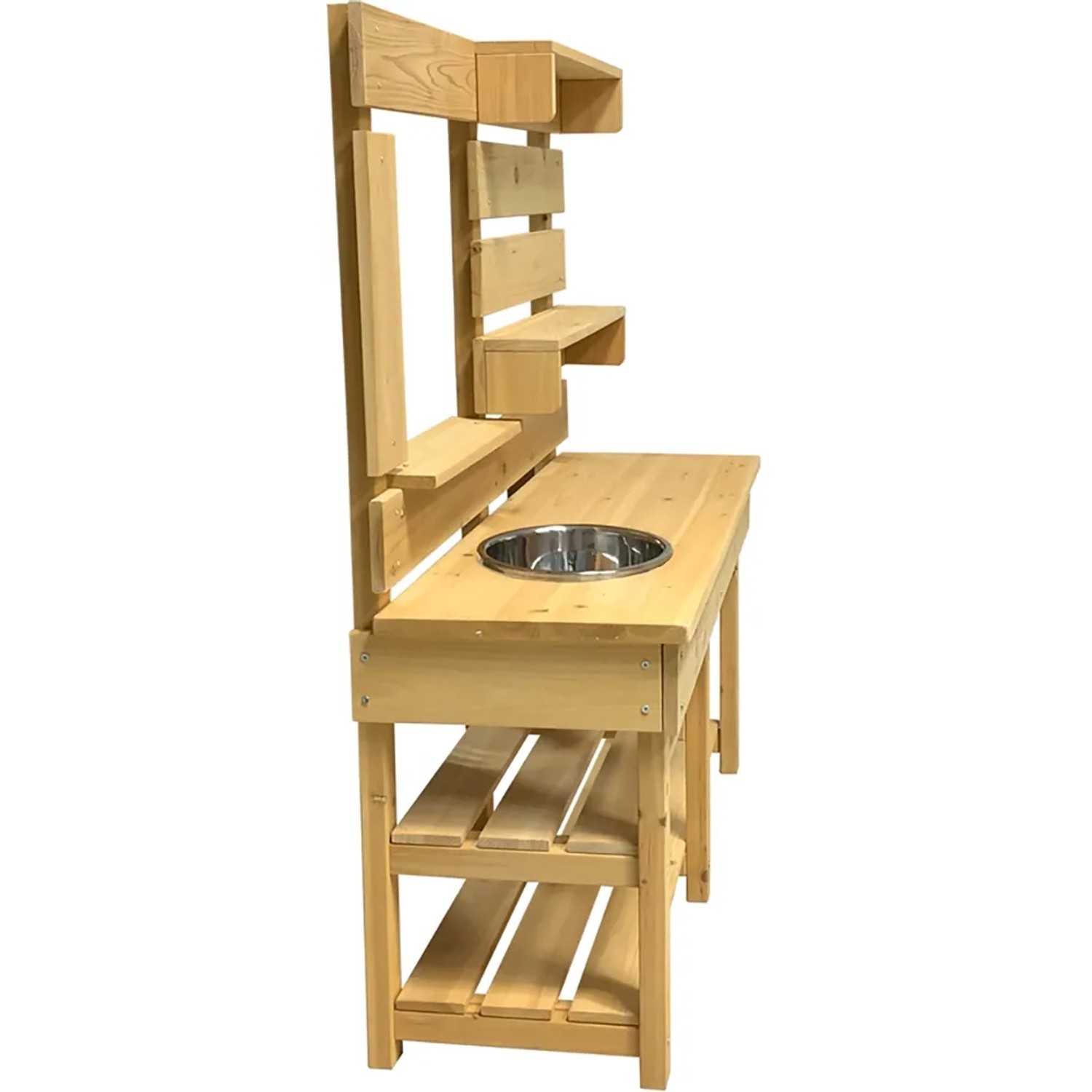 Home Deluxe Spielküche Mandu aus Holz mit Spülbecken und Ablageflächen für den Garten.
