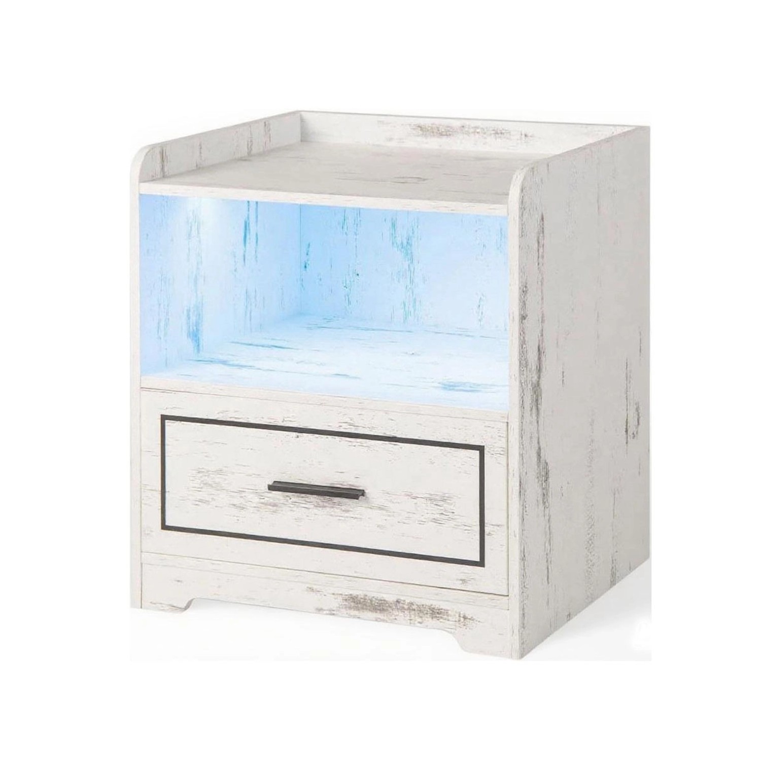 Costway Nachttisch mit Led Licht Weiß günstig online kaufen