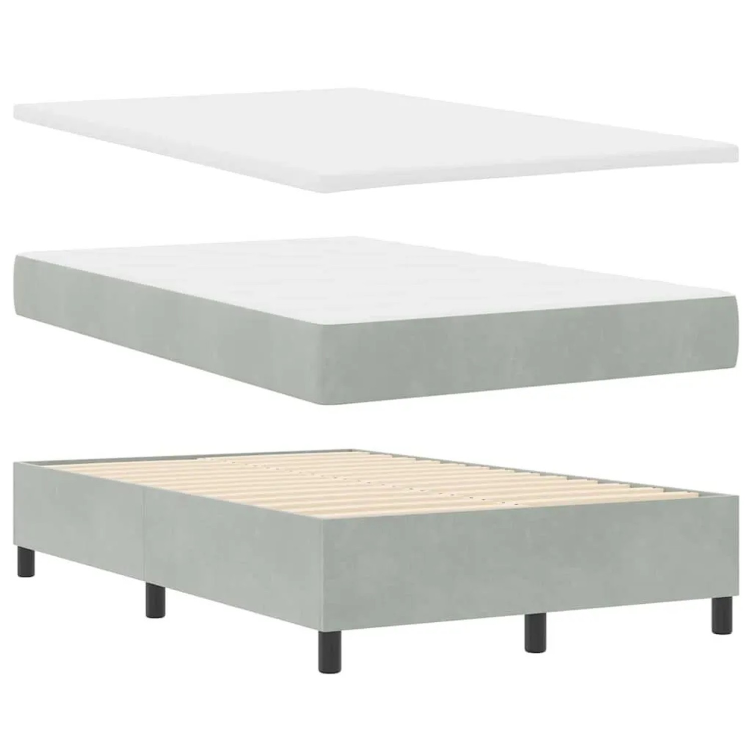 vidaXL Boxspringbett mit Matratze Hellgrau 120 x 190 cm Samt 3344432 günstig online kaufen