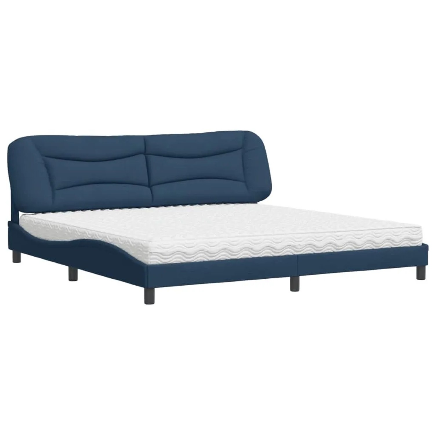 vidaXL Bett mit Matratze Hvar Blau 200x200 cm Stoff 3208561