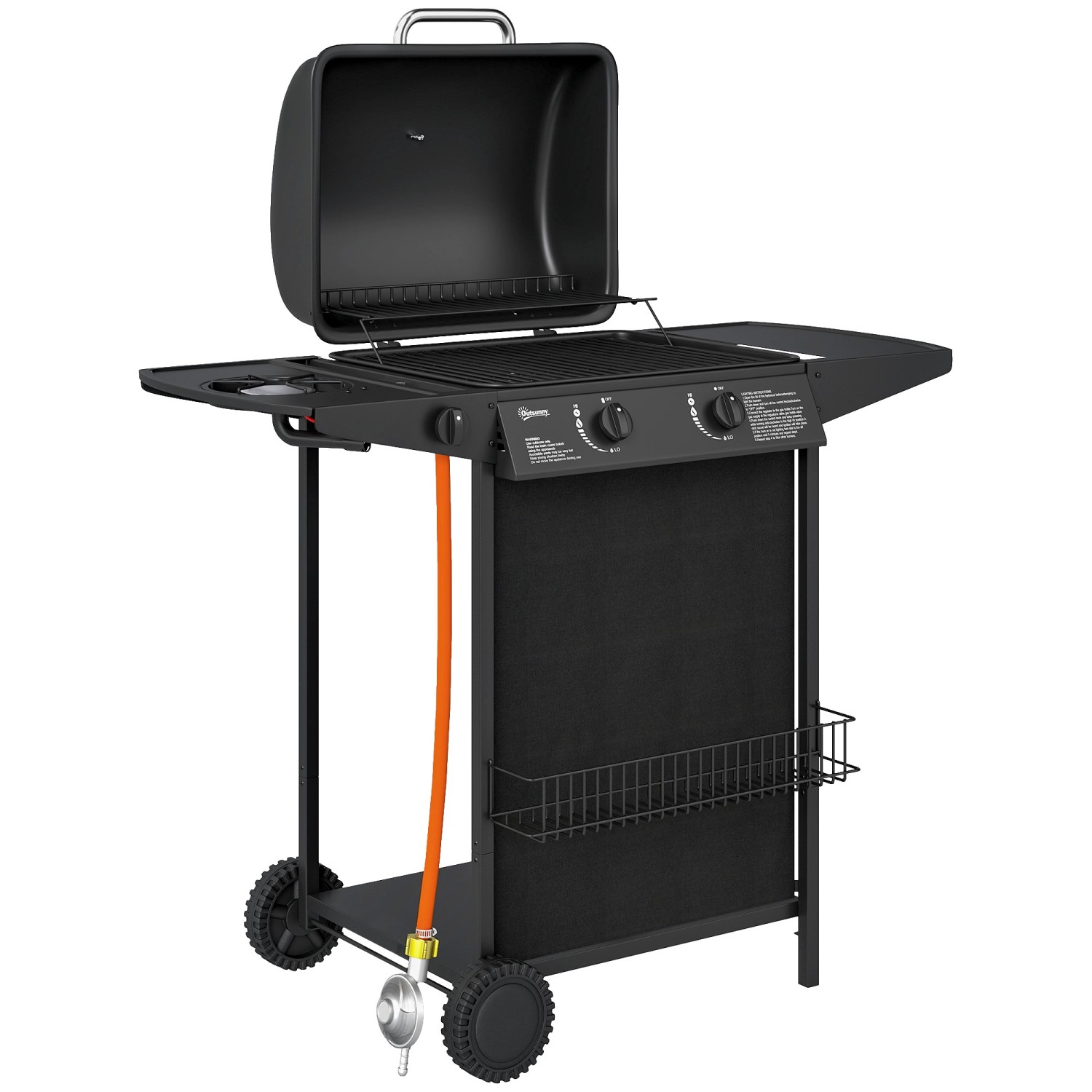 Outsunny Gasgrill Stahl Kunststoff Schwarz 107L x 54B x 96H cm günstig online kaufen