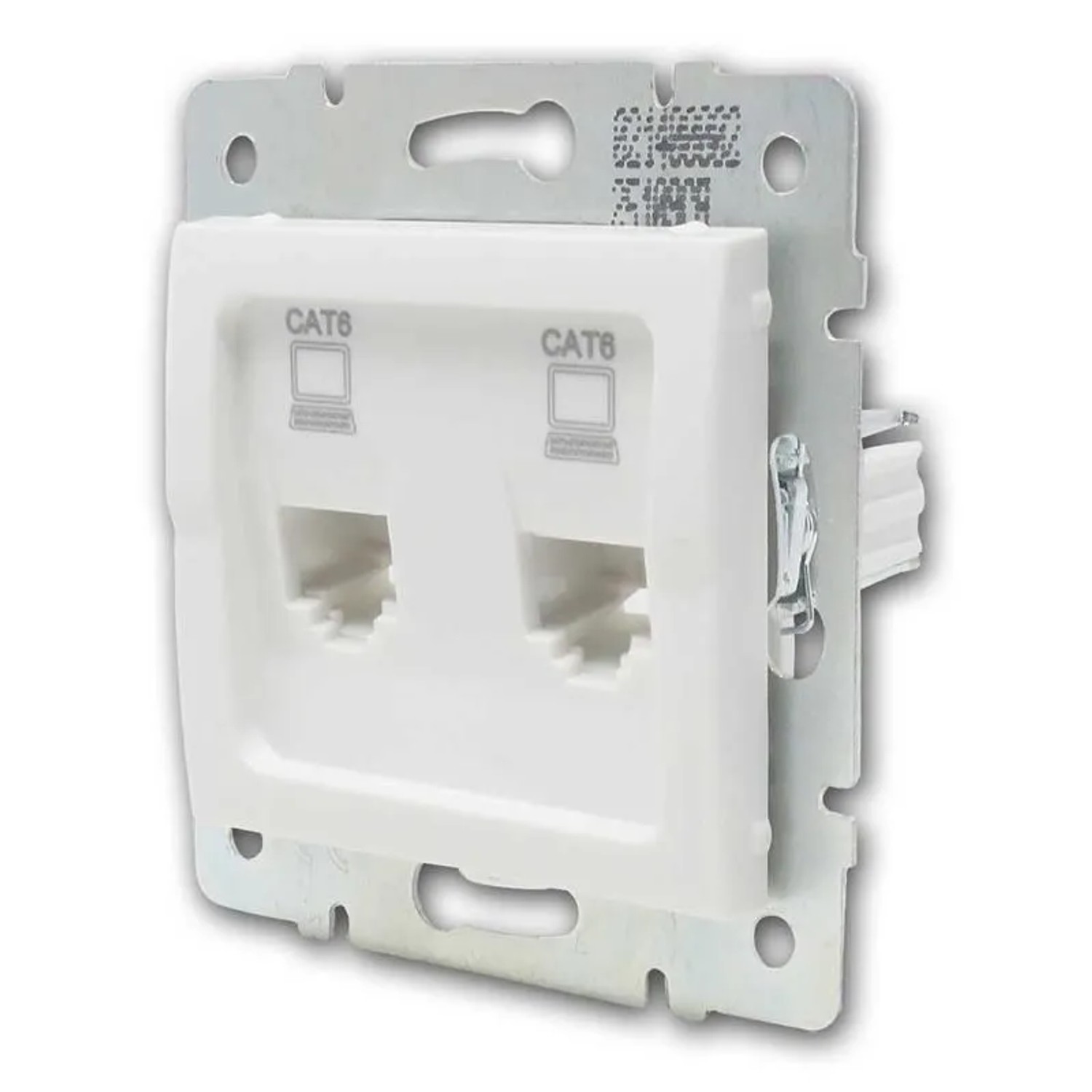 Kanlux LOGI 2-Fach Netzwerkdose Weiß 2x RJ45 CAT6 ohne Rahmen