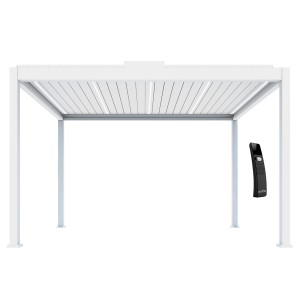 Dreamgarden Pergola 6 x 3 x 2,5 m Florenz Elektrisch Weiß Lamellendach