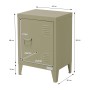 ML-Design Nachttisch in Olive, 40x30x58 cm, Stahl, Industriedesign mit Tür und Lüftungsschlitzen.